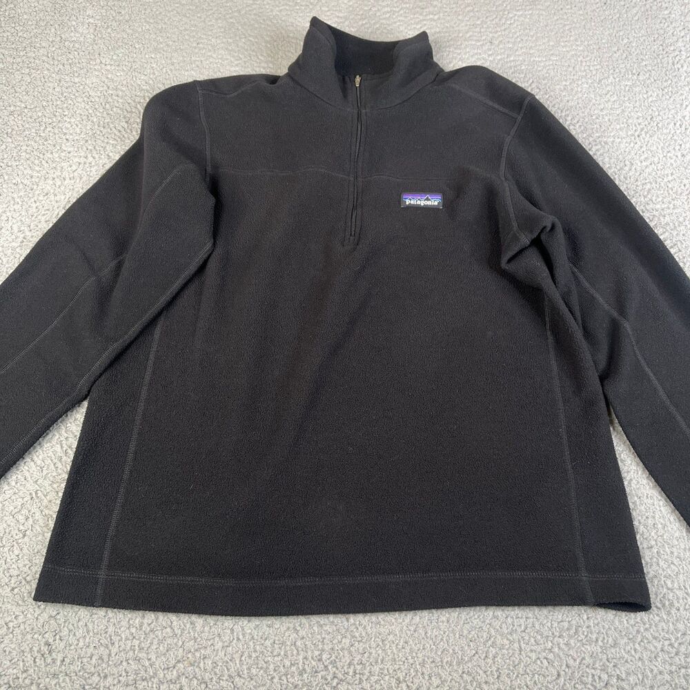 Patagonia Fleece Pullover Mens S Black Quarter Zip Outdoor Sweater Hiking Layer